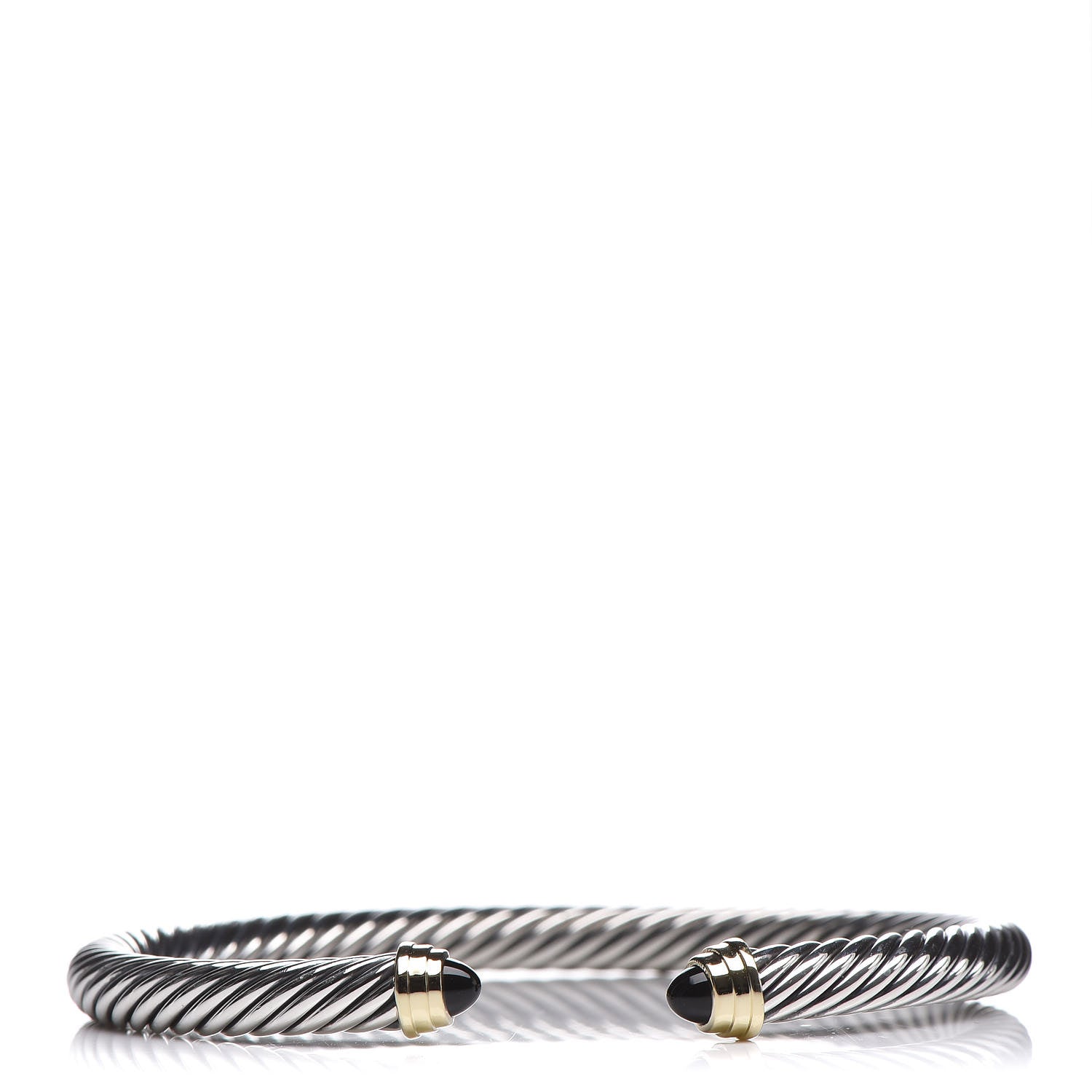 David Yurman Sterling Silver 14K Yellow Gold Black Onyx 5mm Cable Classics Petite Color Bracelet 1 of 4