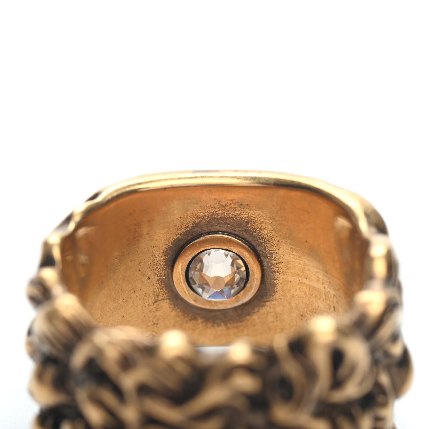 Gucci Metal Lion Mane Ring M Aged Gold 7 of 8