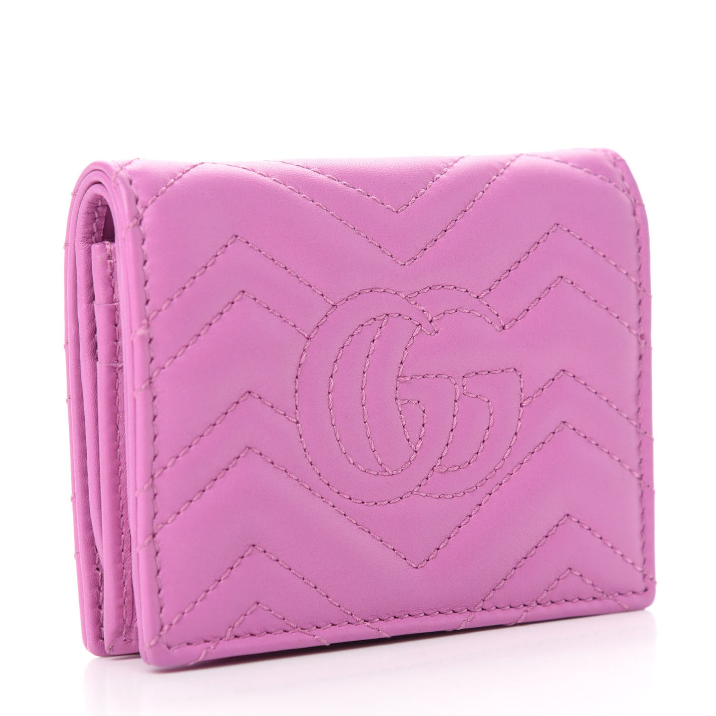 Calfskin Matelasse GG Marmont Card Case Candy Mousse