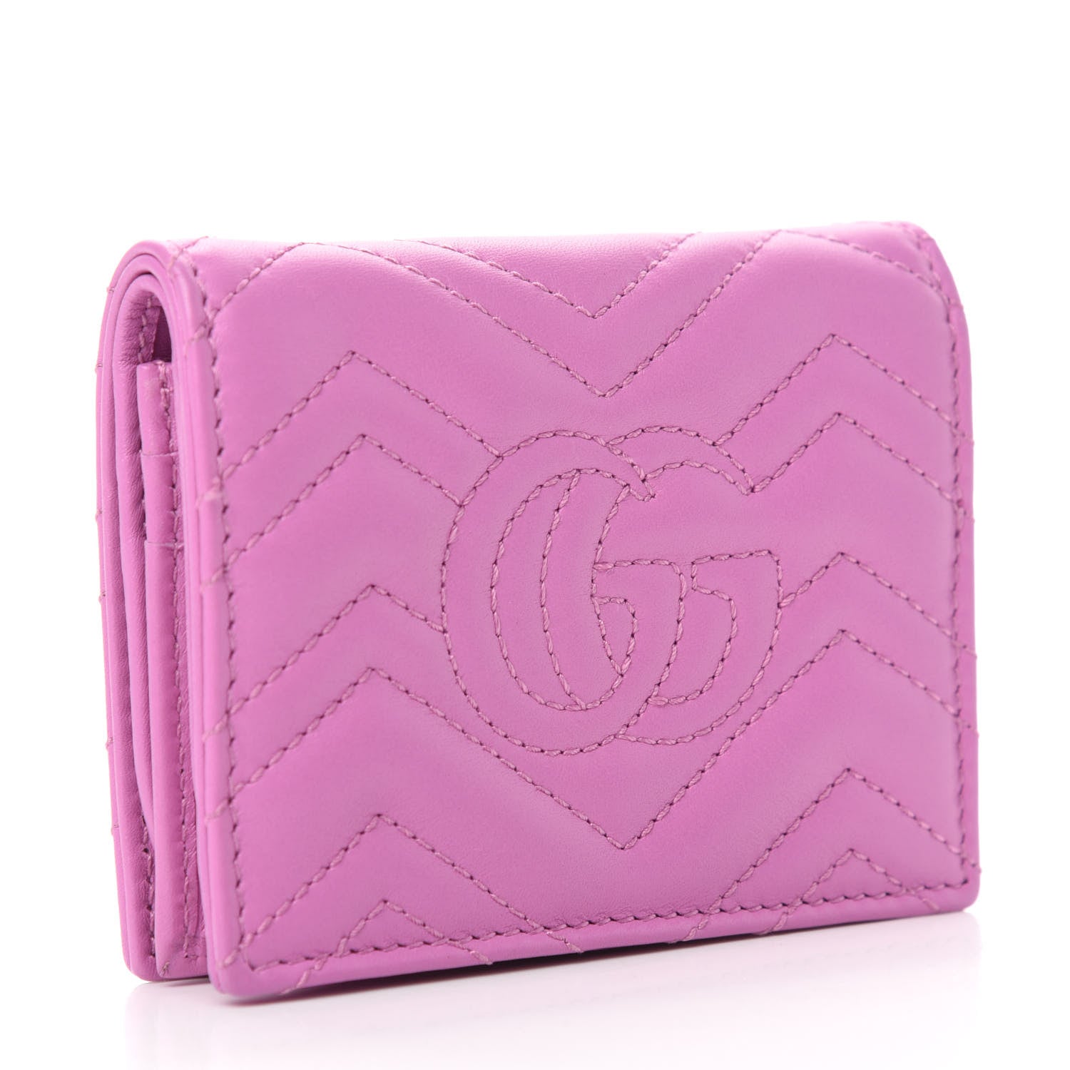 Gucci Calfskin Matelasse GG Marmont Card Case Candy Mousse 3 of 9