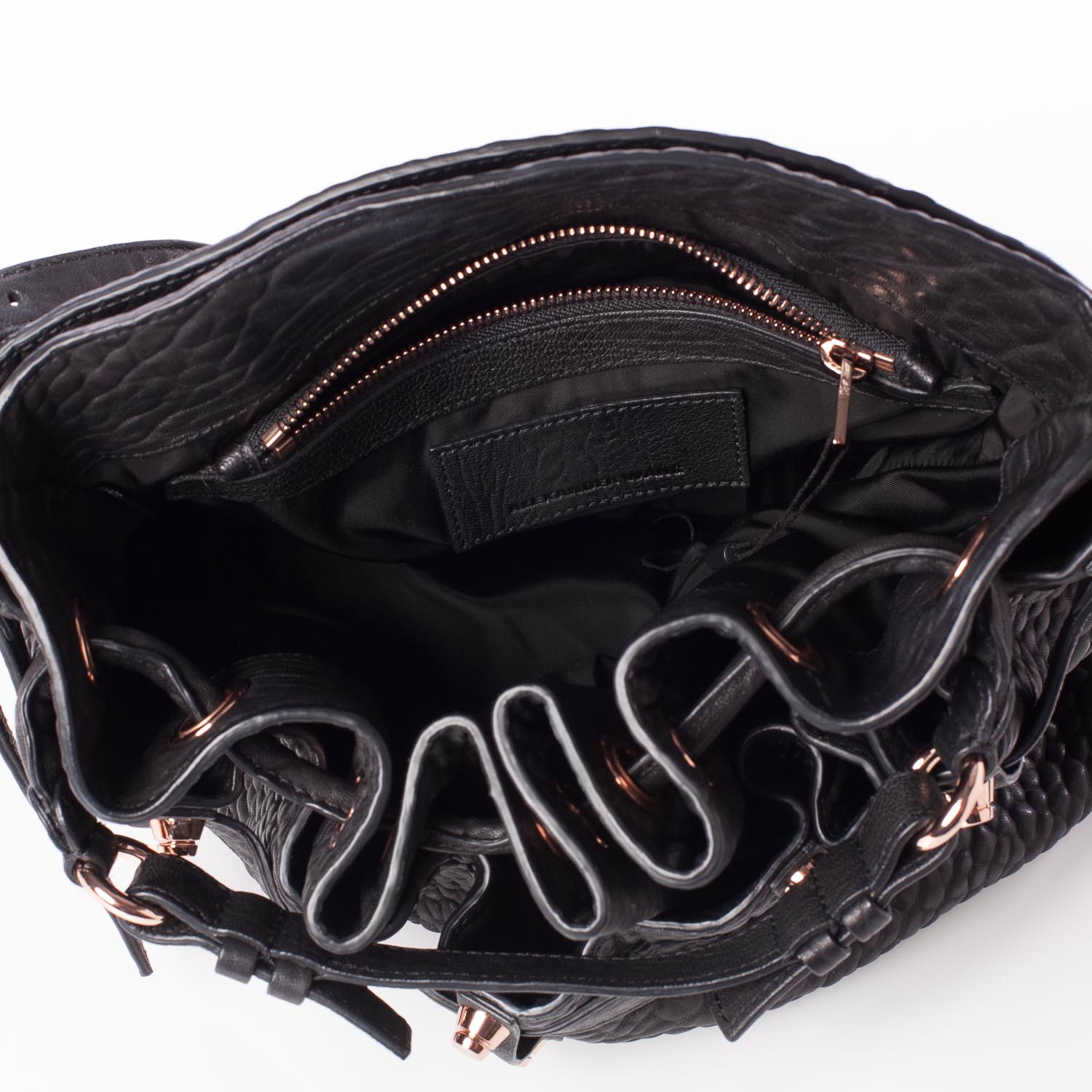 Alexander Wang Leather Diego Bucket Bag w Rose Gold Hardware Black 7 of 7