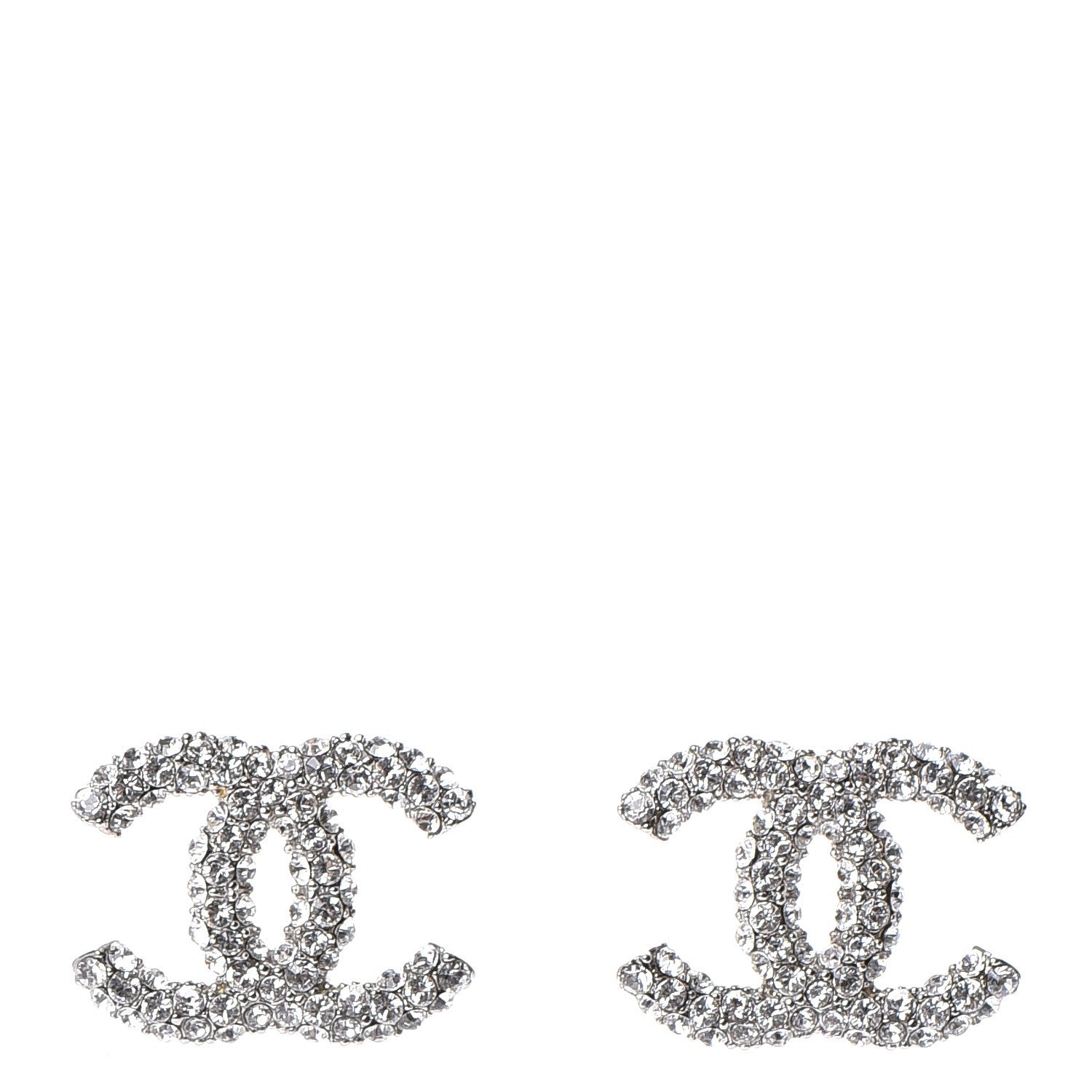 Chanel Crystal CC Earrings Silver 1 of 5