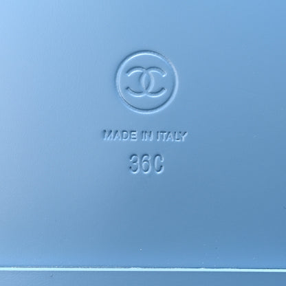 Chanel Printed Denim CC Dad Sandals 36 Light Blue 7 of 9