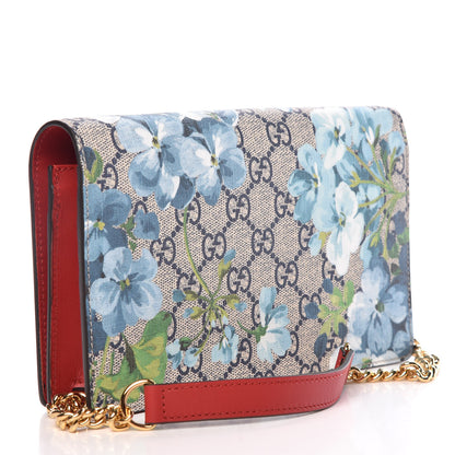 Gucci GG Supreme Monogram Blooms Chain Wallet Blue 3 of 10