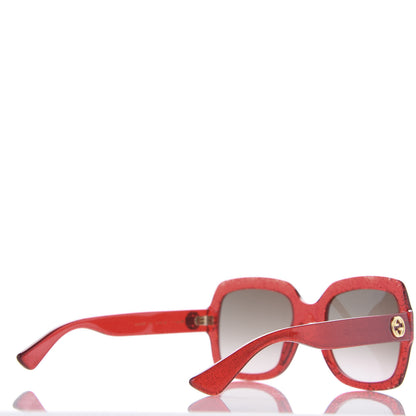 Gucci Square Frame GG 0036S Sunglasses Glitter Red 4 of 8
