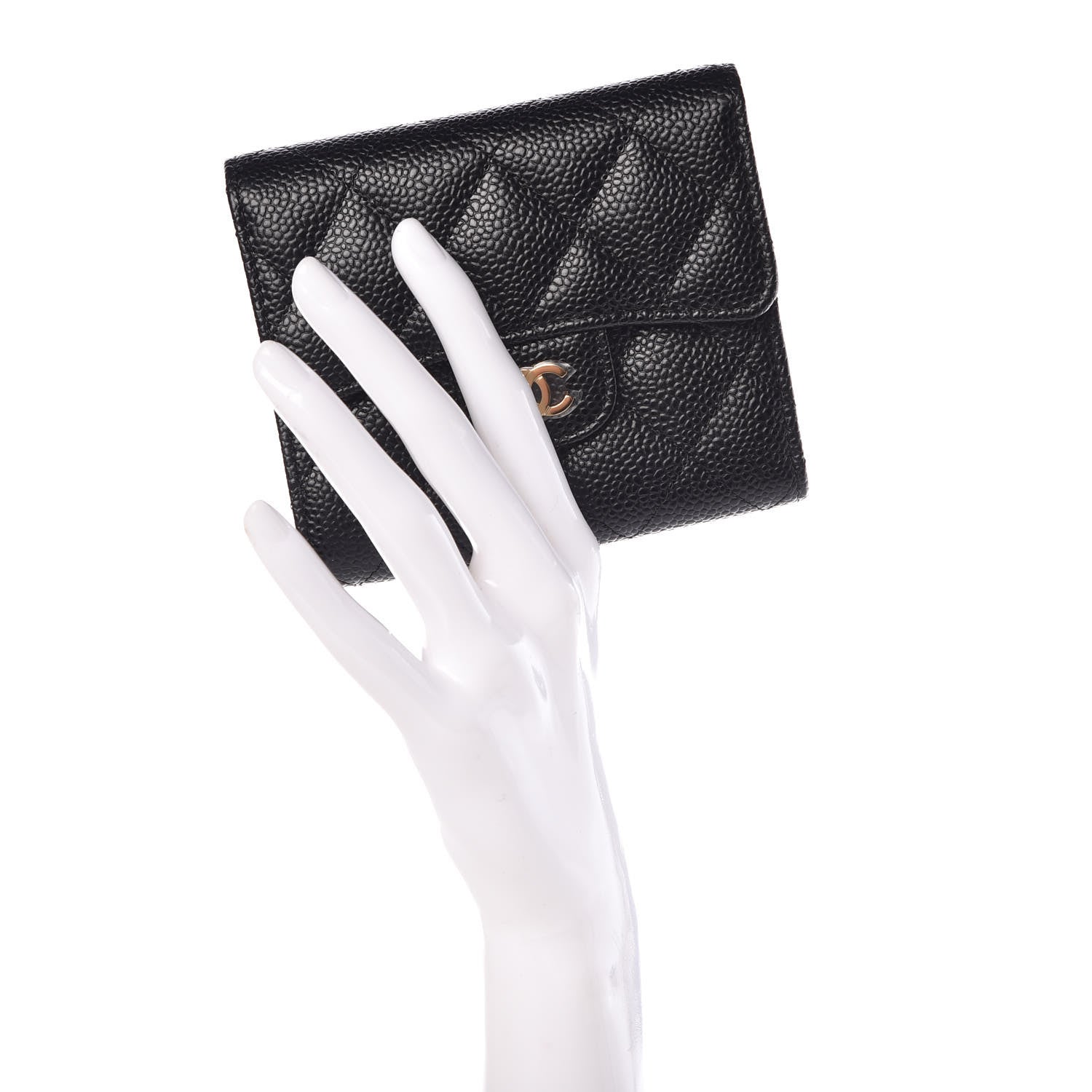 Chanel Caviar Quilted Compact Flap Wallet Black 2 of 9
