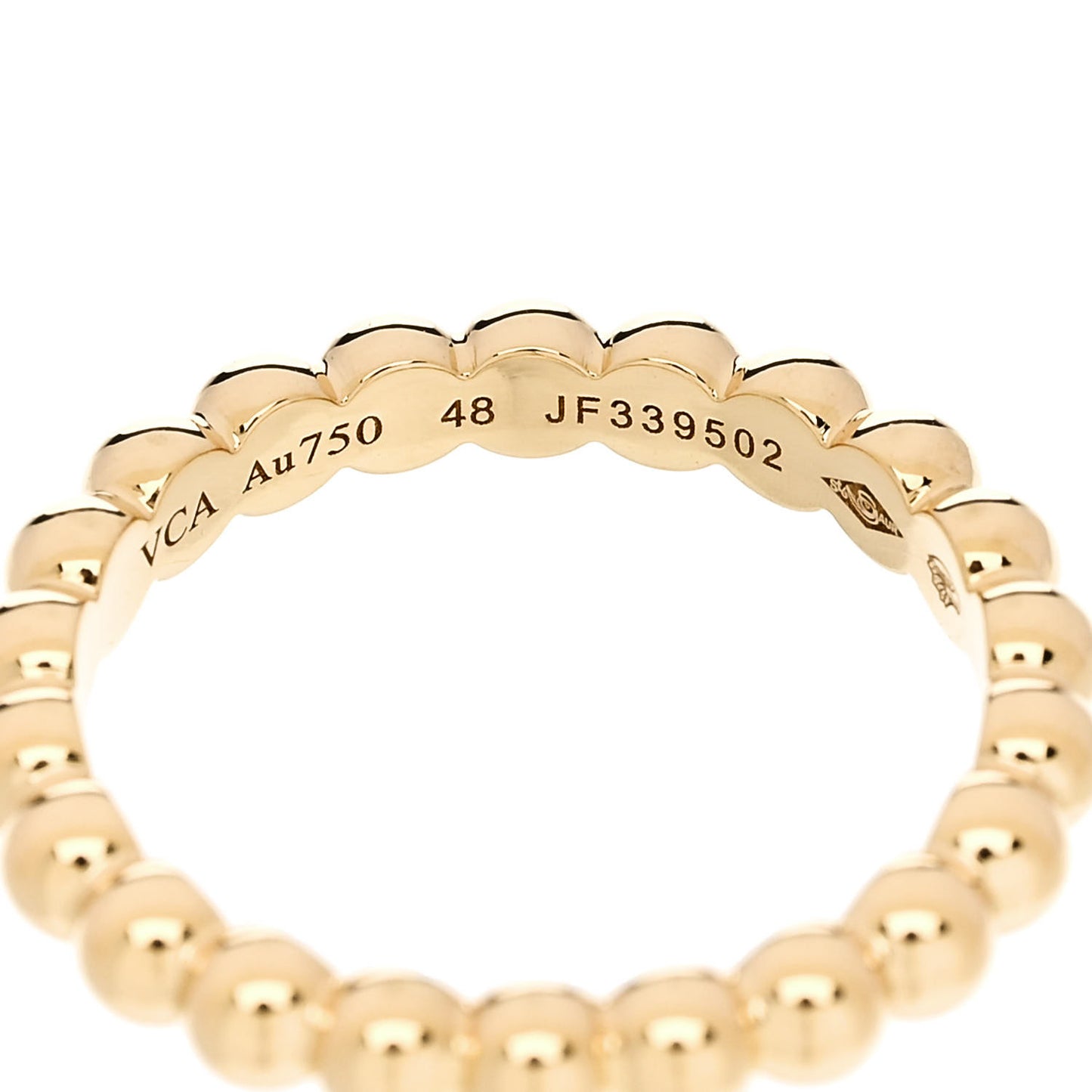 18K Yellow Gold Medium Perlee Ring 48 4.5