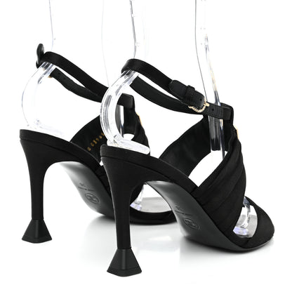 Chanel Satin Crystal Square CC Sandals 36 Black 5 of 9