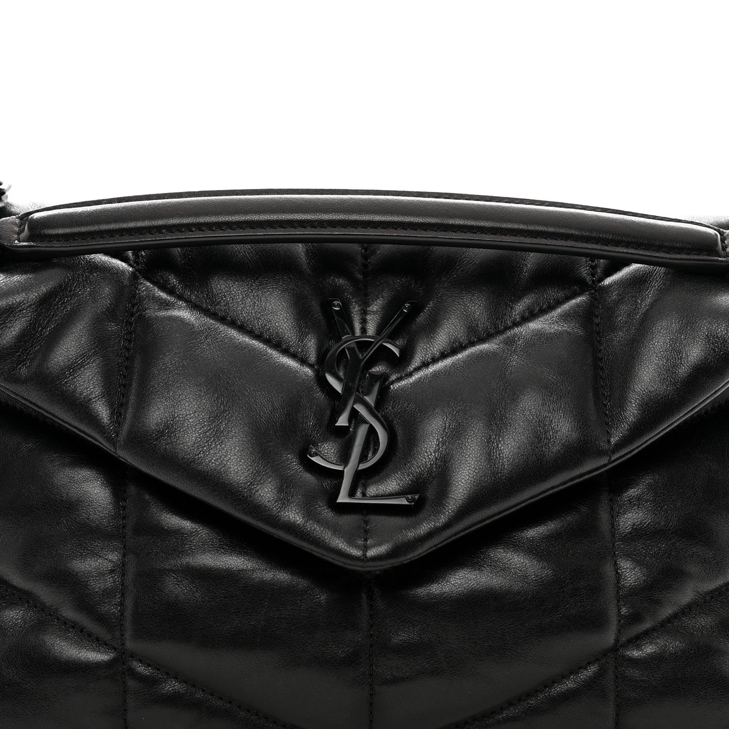 Saint Laurent Lambskin Quilted Monogram Monochrome Small Loulou Puffer Chain Satchel Black 5 of 10