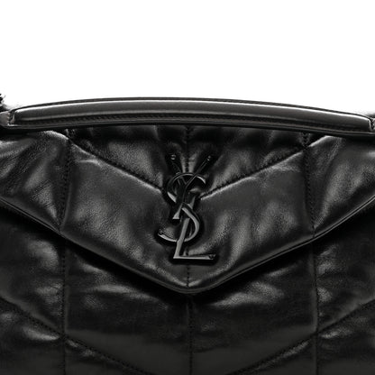 Saint Laurent Lambskin Quilted Monogram Monochrome Small Loulou Puffer Chain Satchel Black 5 of 10