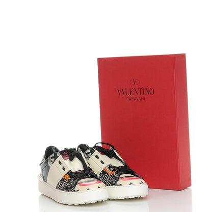 Valentino Garavani Calfskin Mime Rockstud Open Sneakers 38.5 White Multicolor 9 of 9
