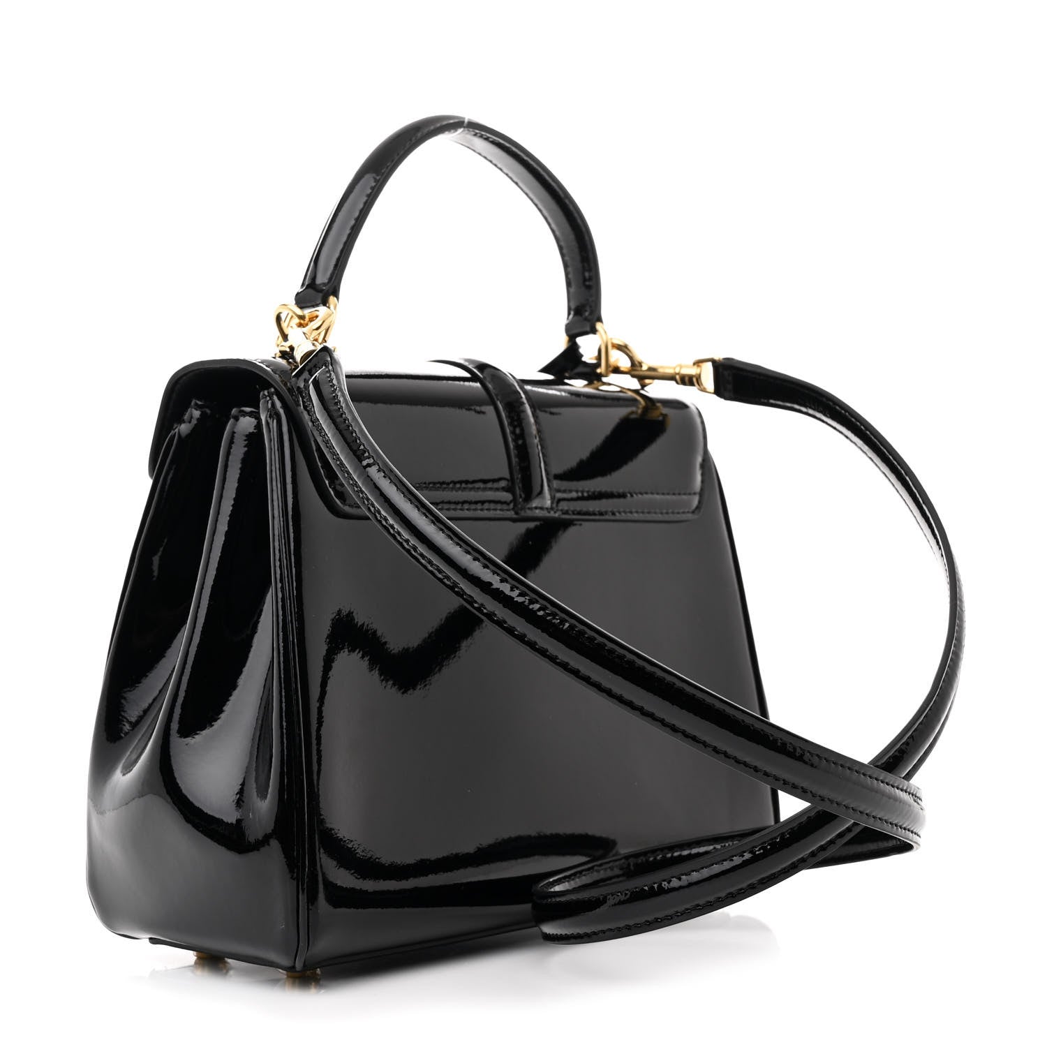 Celine Patent Calfskin Small 16 Top Handle Bag Black 3 of 12