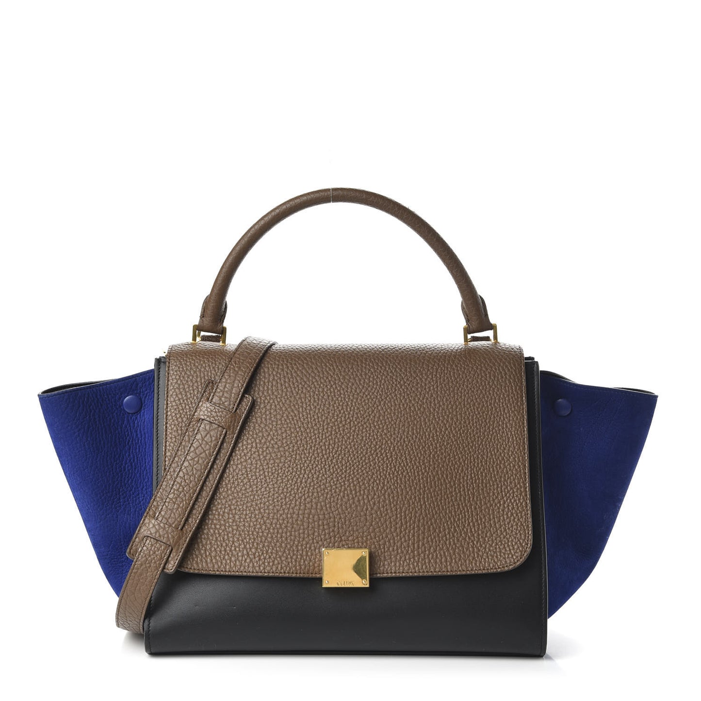 Drummed Calfskin Suede Medium Tri-color Trapeze Indigo