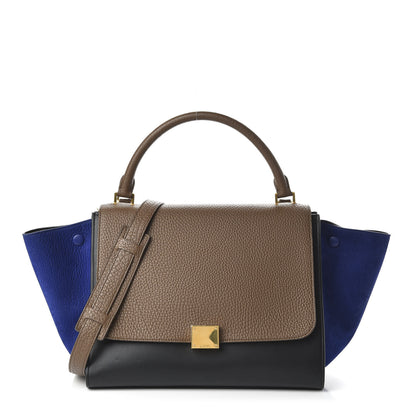 Celine Drummed Calfskin Suede Medium Tri-color Trapeze Indigo 1 of 10