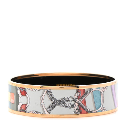 Hermes Enamel Printed Wide Cavald'Or Bracelet 70 Romantique 1 of 6