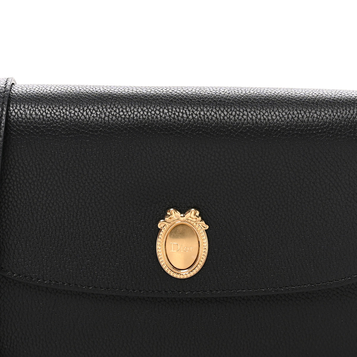Grained Calfskin Medallion Envelope Pouch With Strap  Black Myosotis Blue