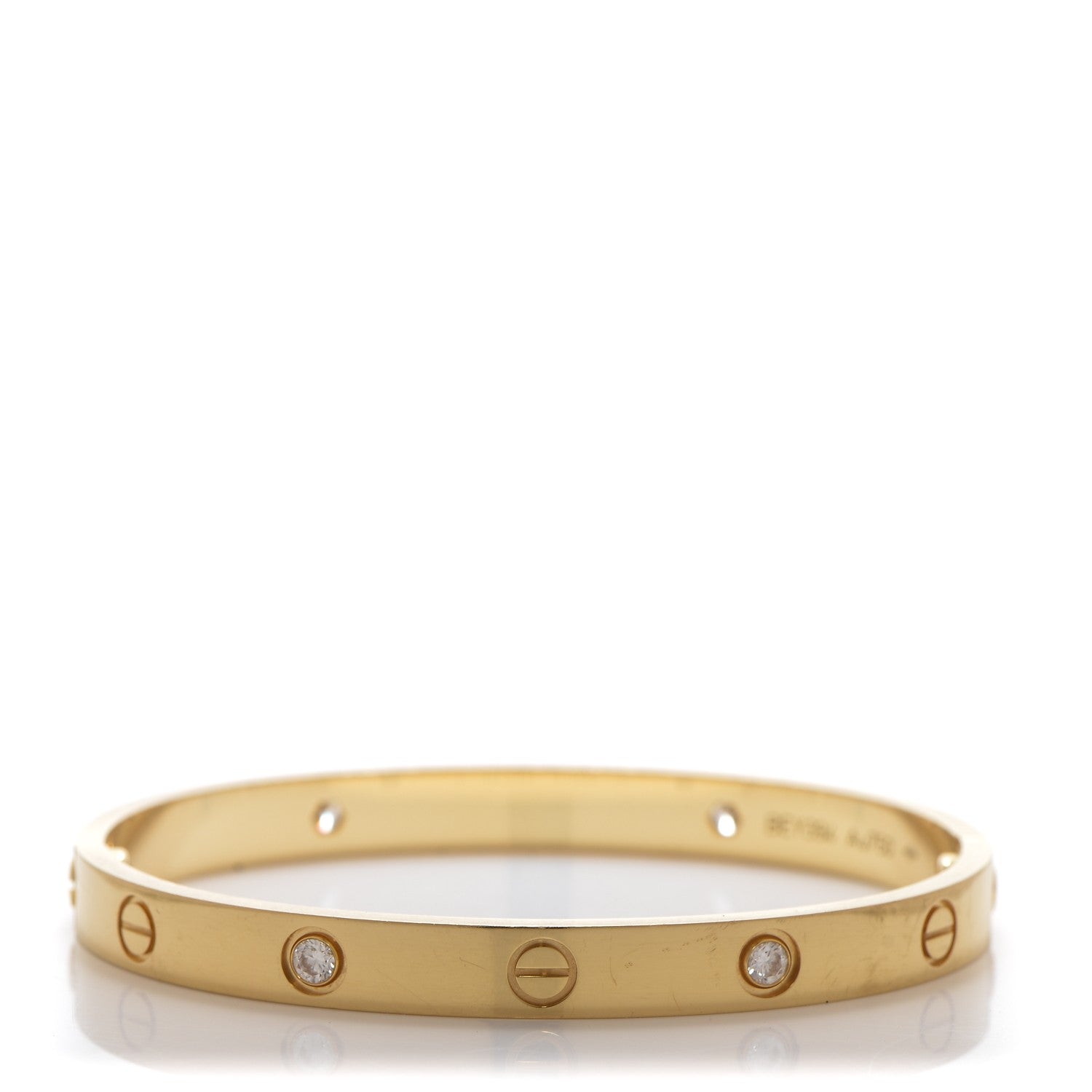 Cartier 18K Yellow Gold 4 Diamond LOVE Bracelet 17 3 of 7