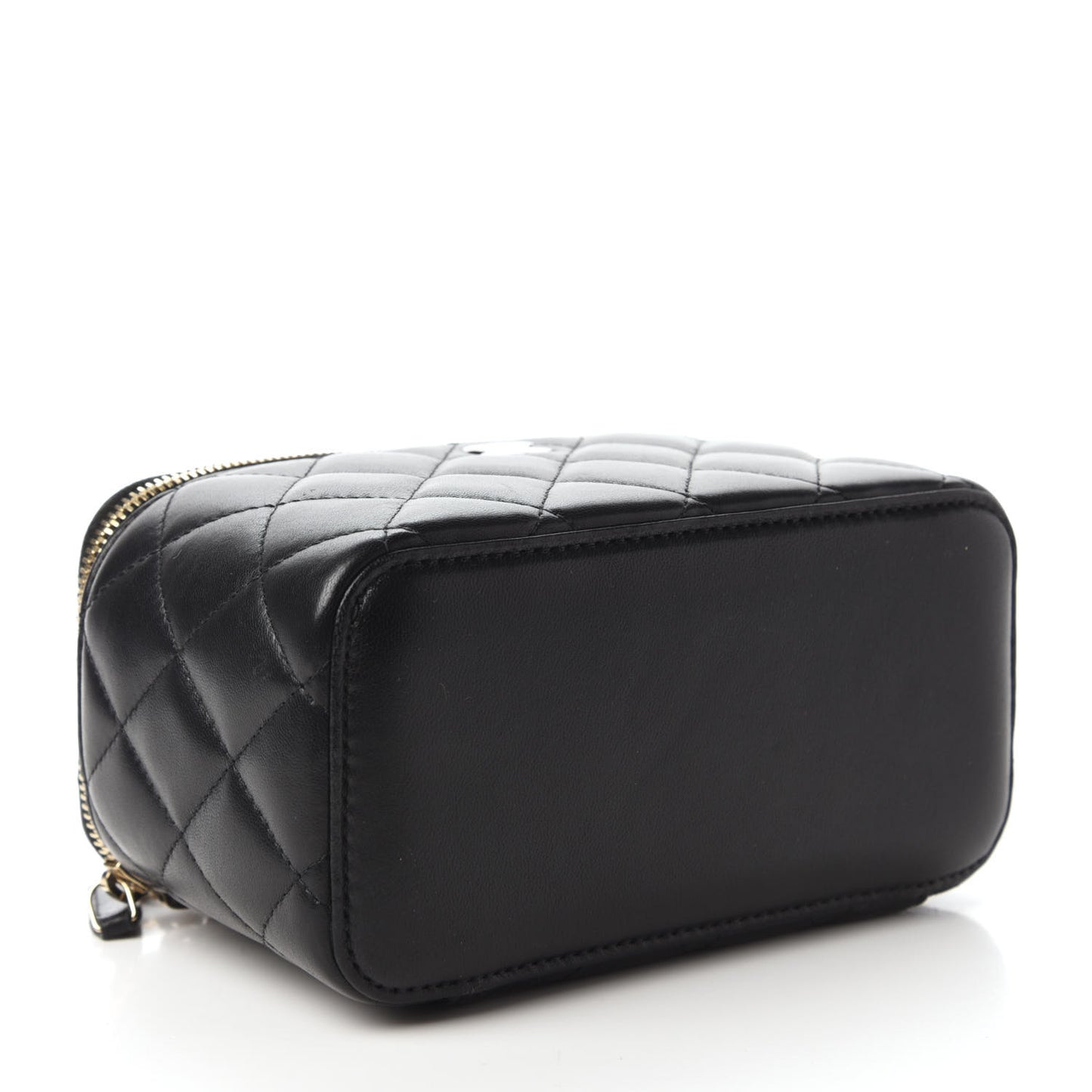 Lambskin Quilted Small Vanity Case With Chain Black