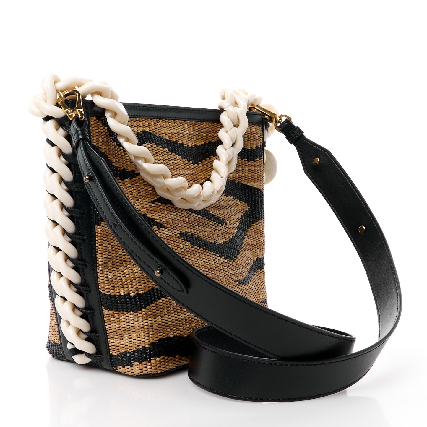 Raffia Jacquard Tiger Bucket Bag