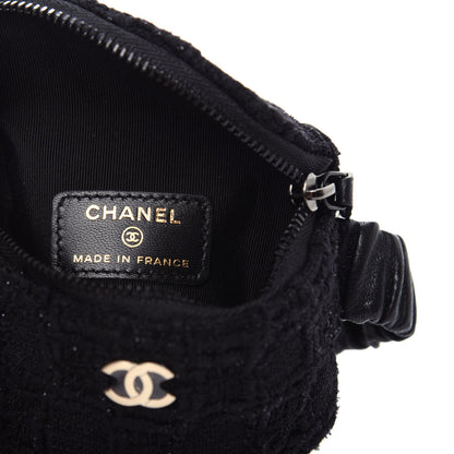 Chanel Tweed Lambskin Quilted Arm Coin Purse Black 6 of 10