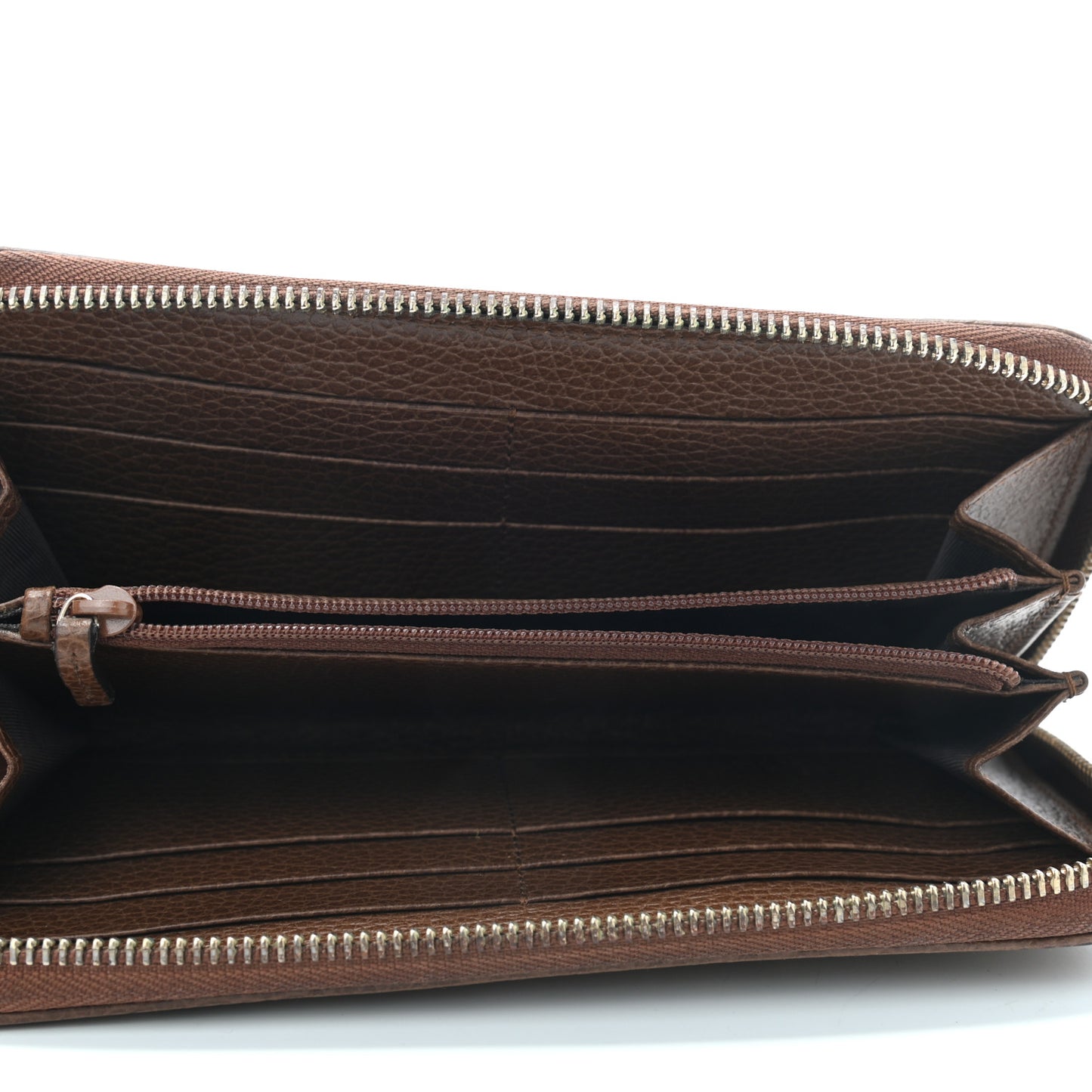 Monogram Dollar Calfskin Zip Around Wallet Beige Ebony Tabacco