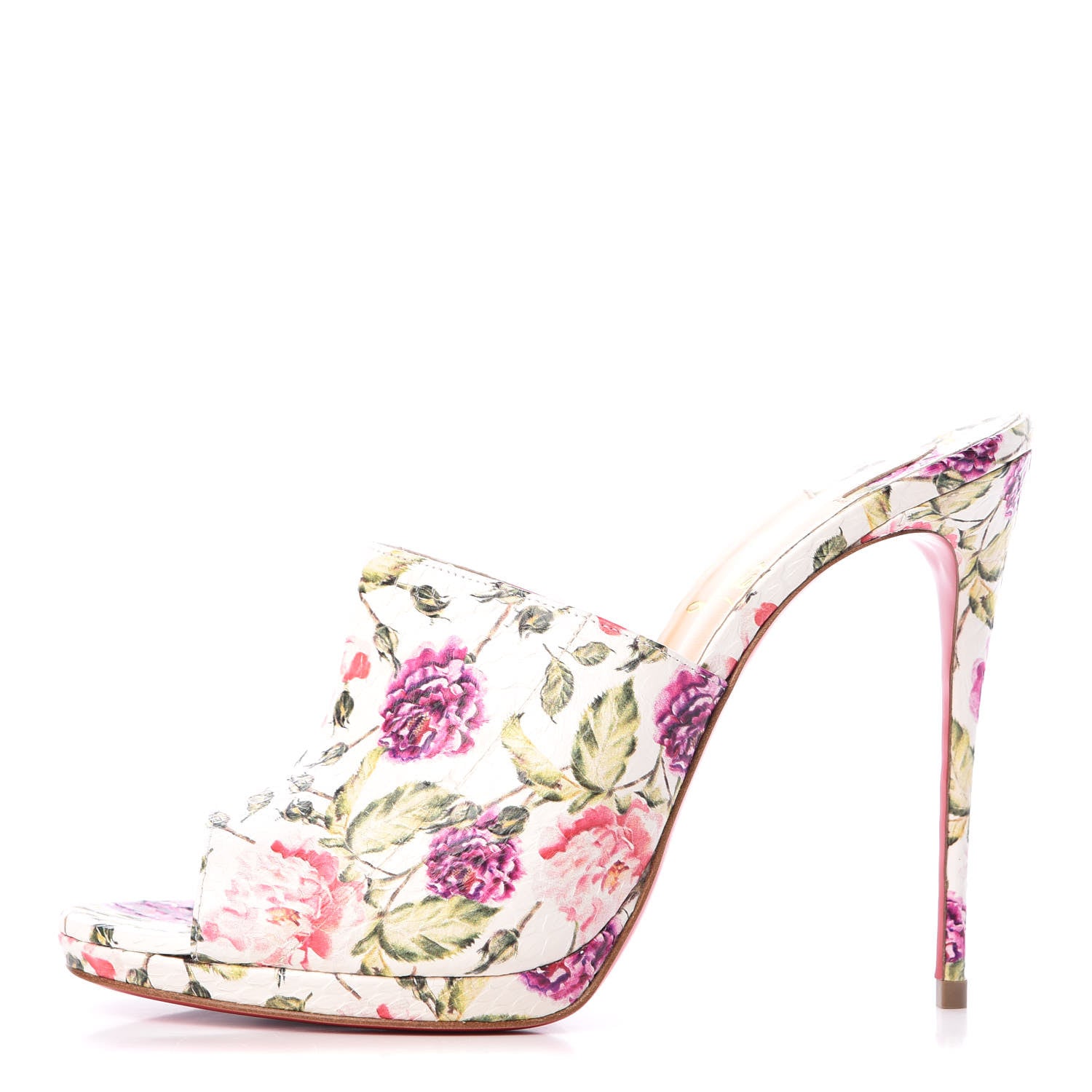 Christian Louboutin Watersnake Fiori Pigamule 120 Slide Sandals 39 Latte 1 of 12