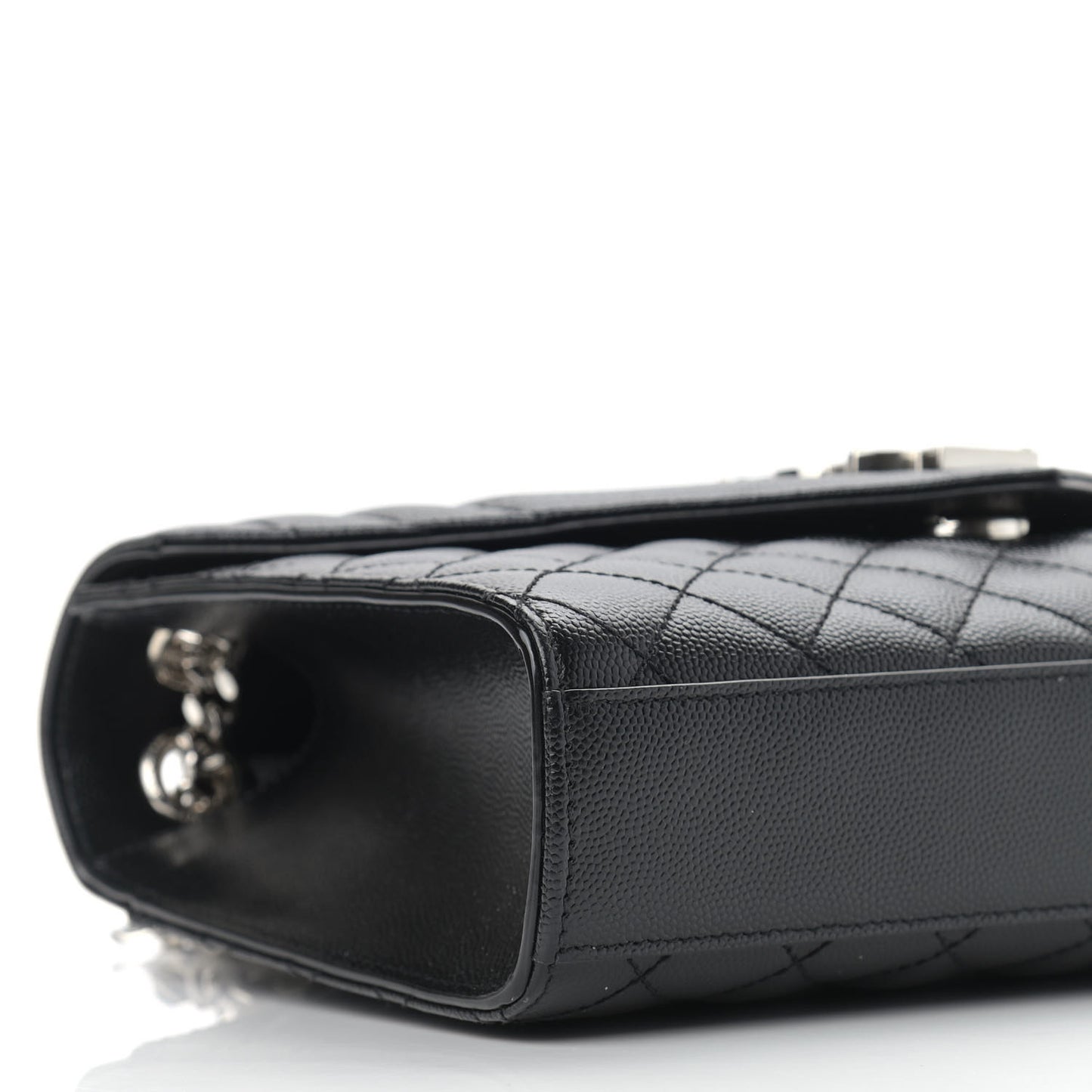 Grain De Poudre Textured Mixed Matelasse Triquilt Medium Monogram Satchel Black