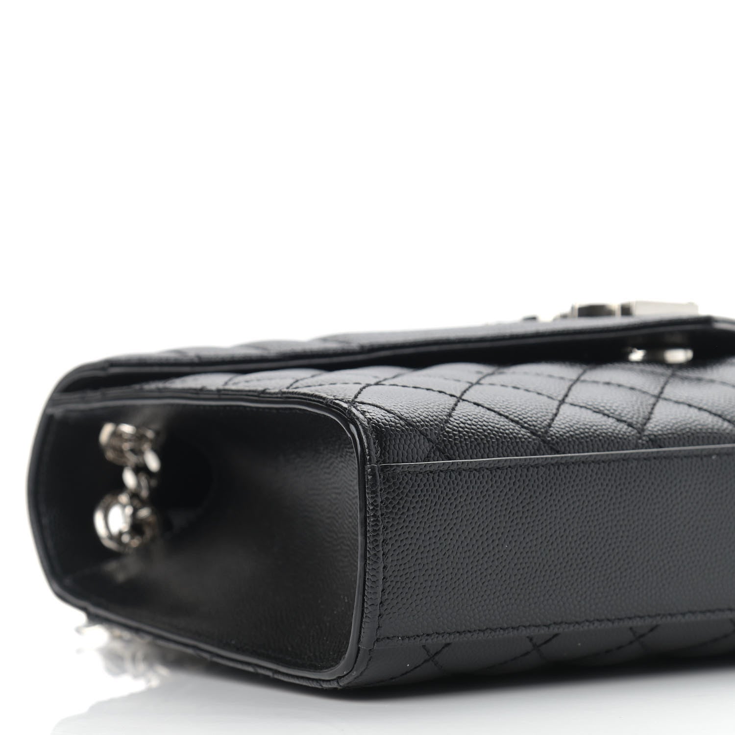 Saint Laurent Grain De Poudre Textured Mixed Matelasse Triquilt Medium Monogram Satchel Black 8 of 9