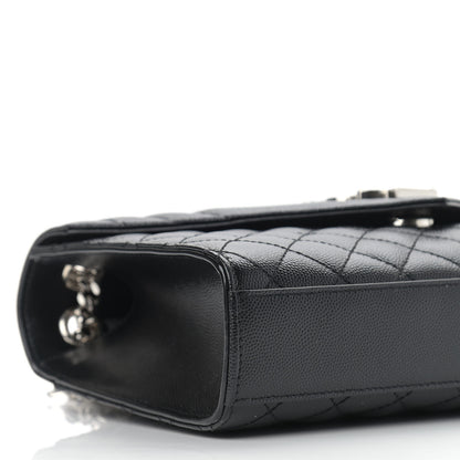 Saint Laurent Grain De Poudre Textured Mixed Matelasse Triquilt Medium Monogram Satchel Black 8 of 9