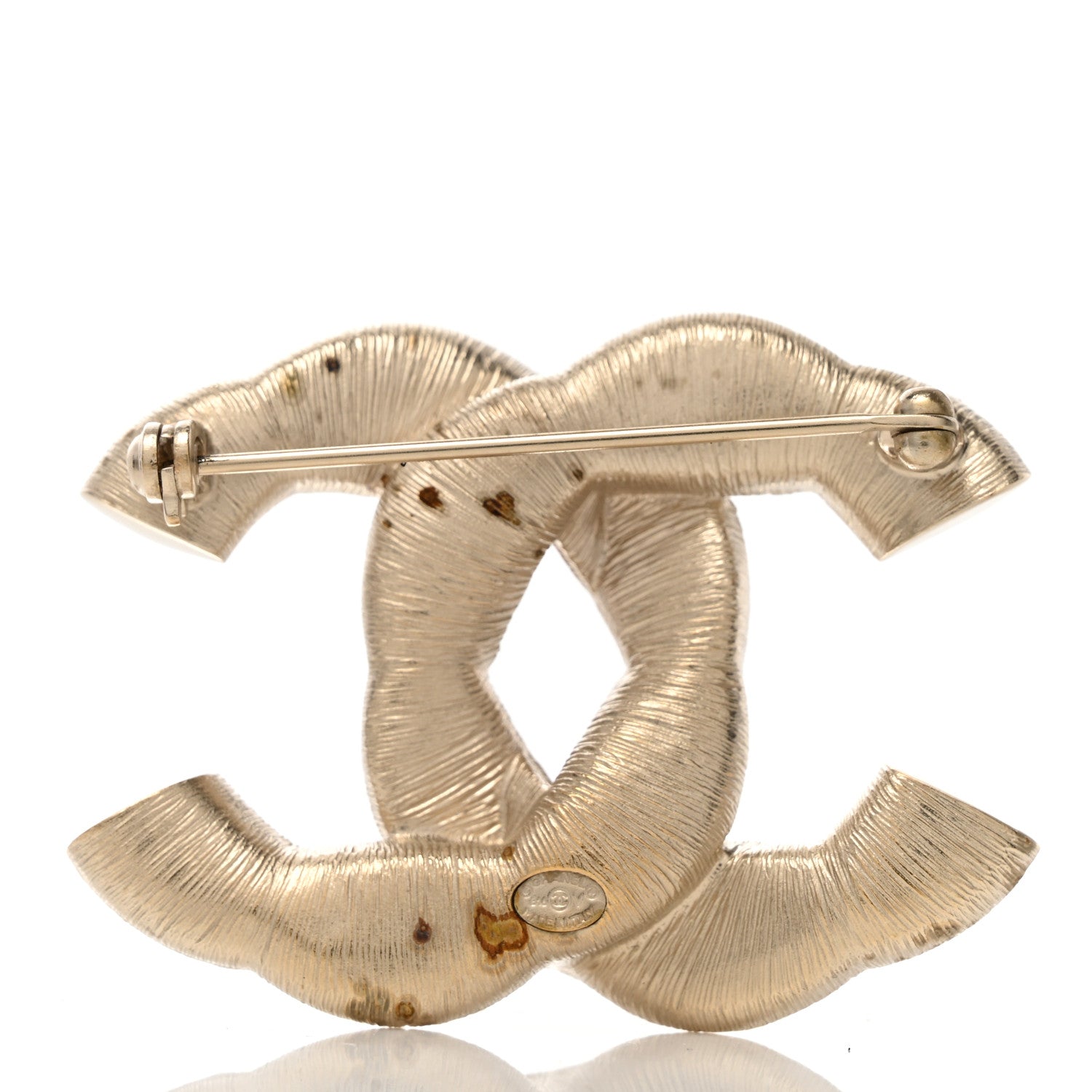 Chanel Crystal Twisted CC Brooch Gold Pale Pink 3 of 5