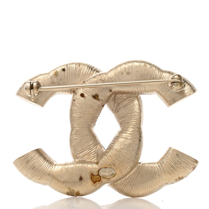 Chanel Crystal Twisted CC Brooch Gold Pale Pink 3 of 5