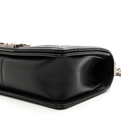 Chanel Calfskin Woven Medium Boy Flap Black White 10 of 10