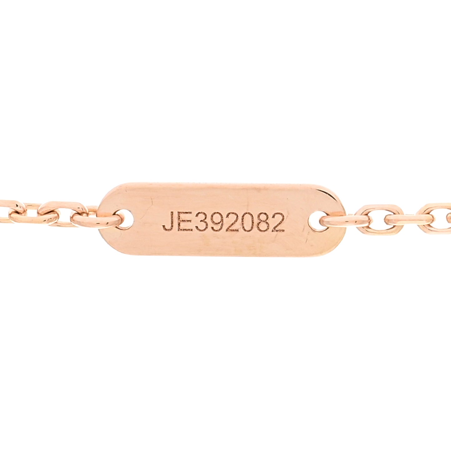 18K Rose Gold Diamond Pink Porcelain Vintage Alhambra Pendant Necklace