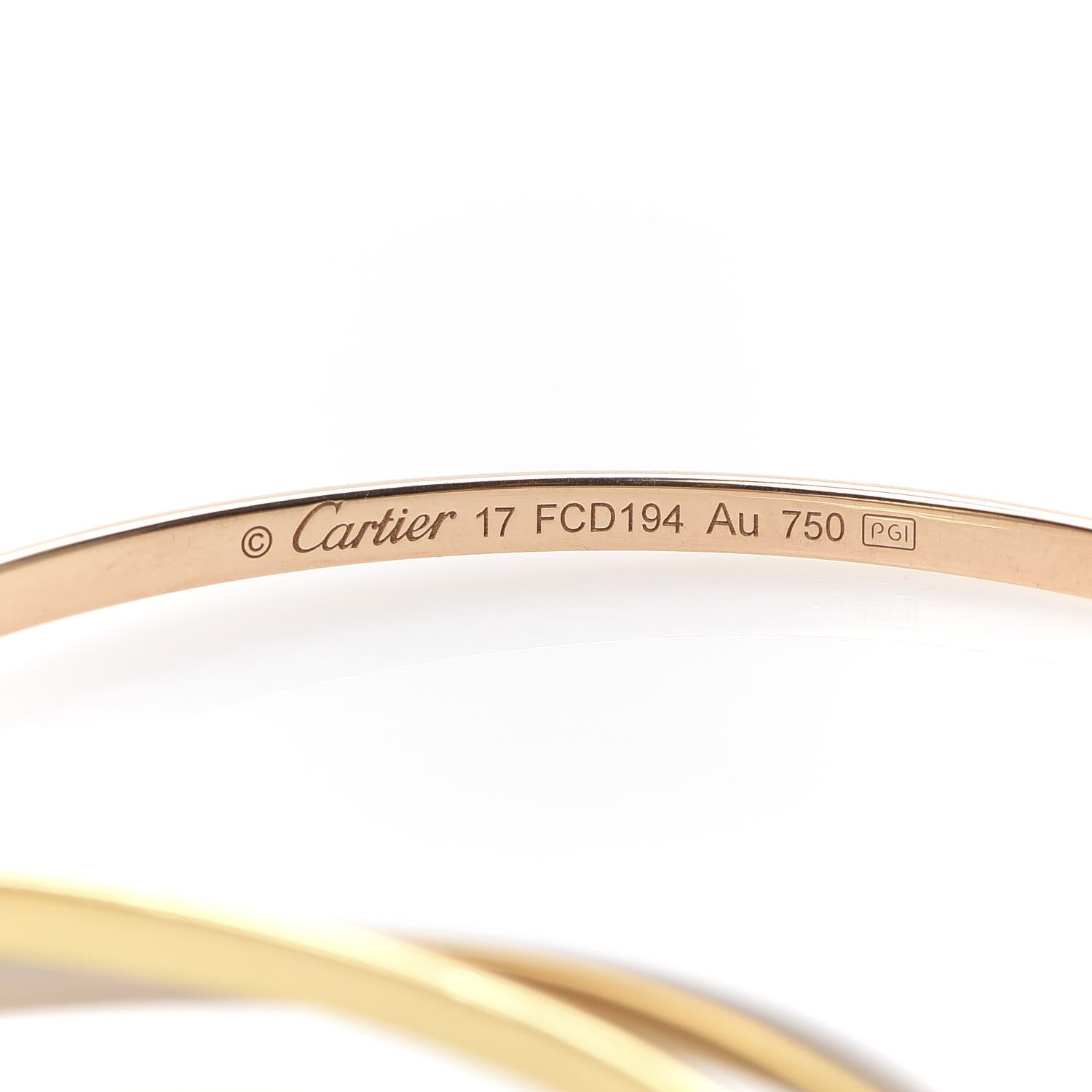 Cartier 18K Pink Yellow White Gold Trinity Bangle Bracelet 17 4 of 5