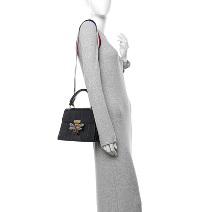 Gucci Snakeskin Sylvie Web Small Queen Margaret Top Handle Bag Black 2 of 12