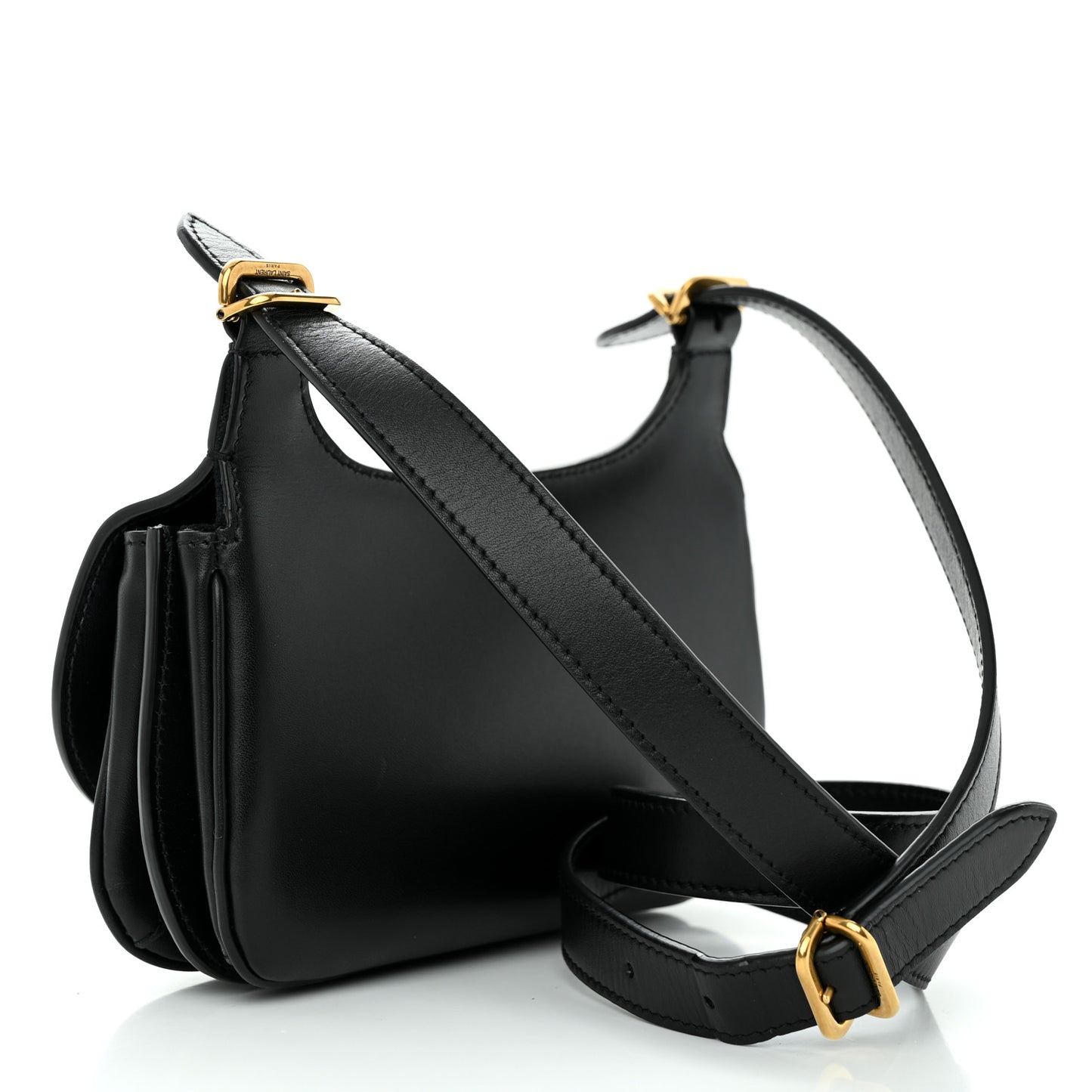Smooth Calfskin Small Charlie Shoulder Bag Black