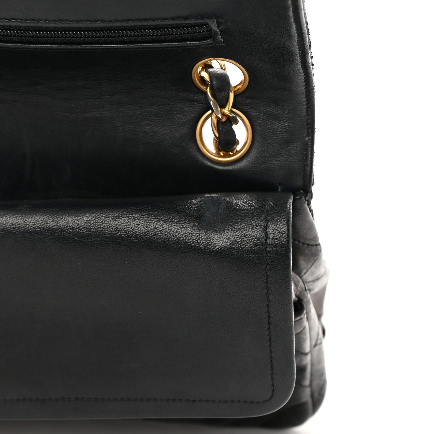 Lambskin Quilted Medium Double Flap Black