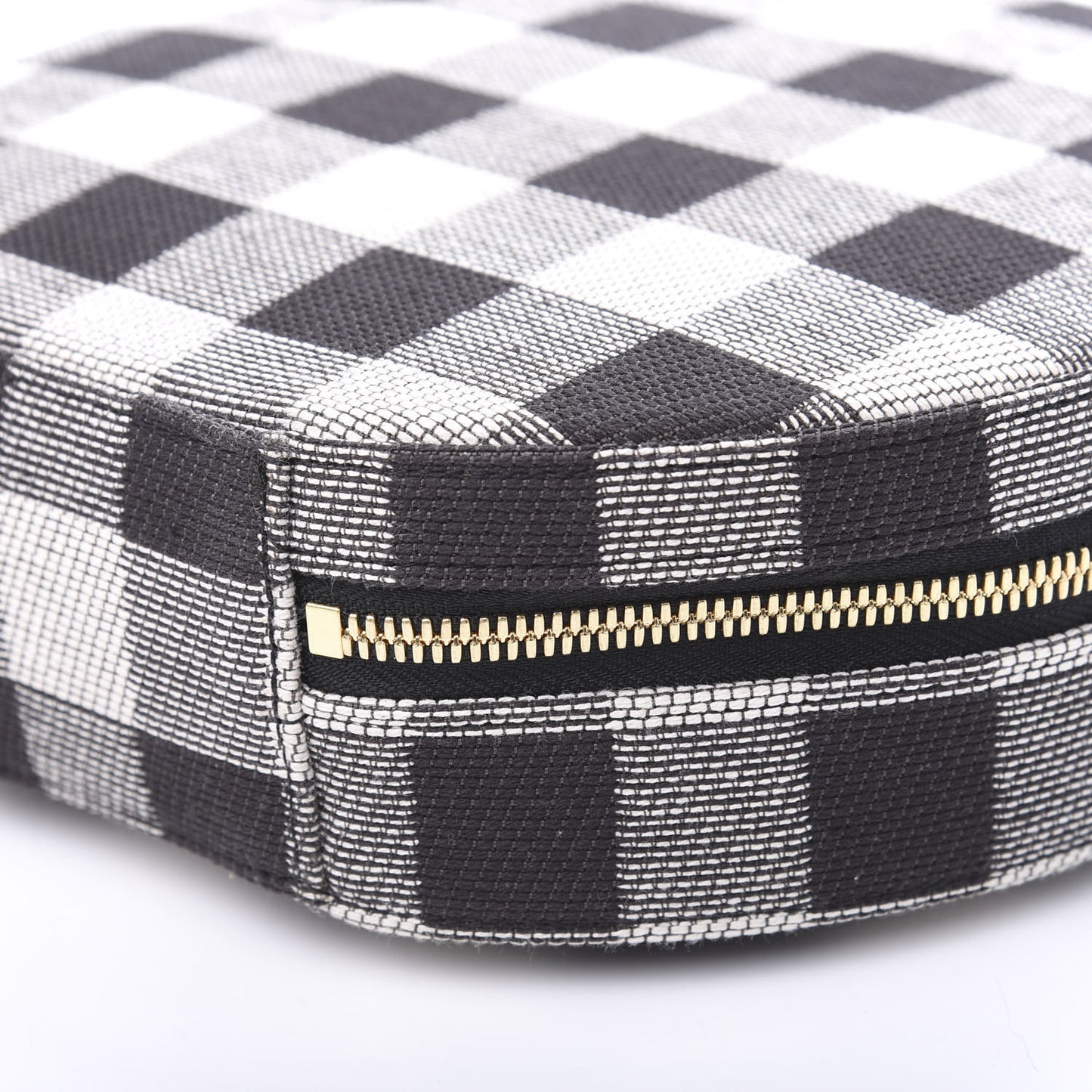 Canvas Gingham Check Circle Crossbody Black White