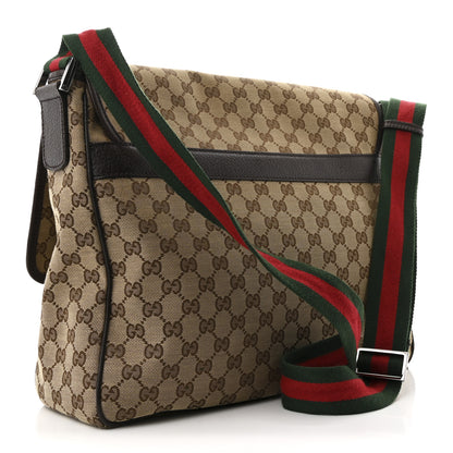 Gucci Monogram Web Medium Flap Messenger Beige Dark Brown 3 of 12