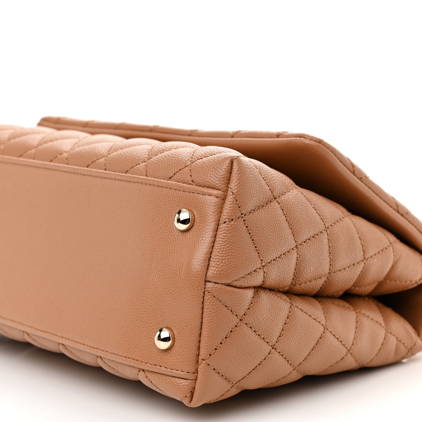 Caviar Quilted Lizard Embossed Small Coco Handle Flap Brown