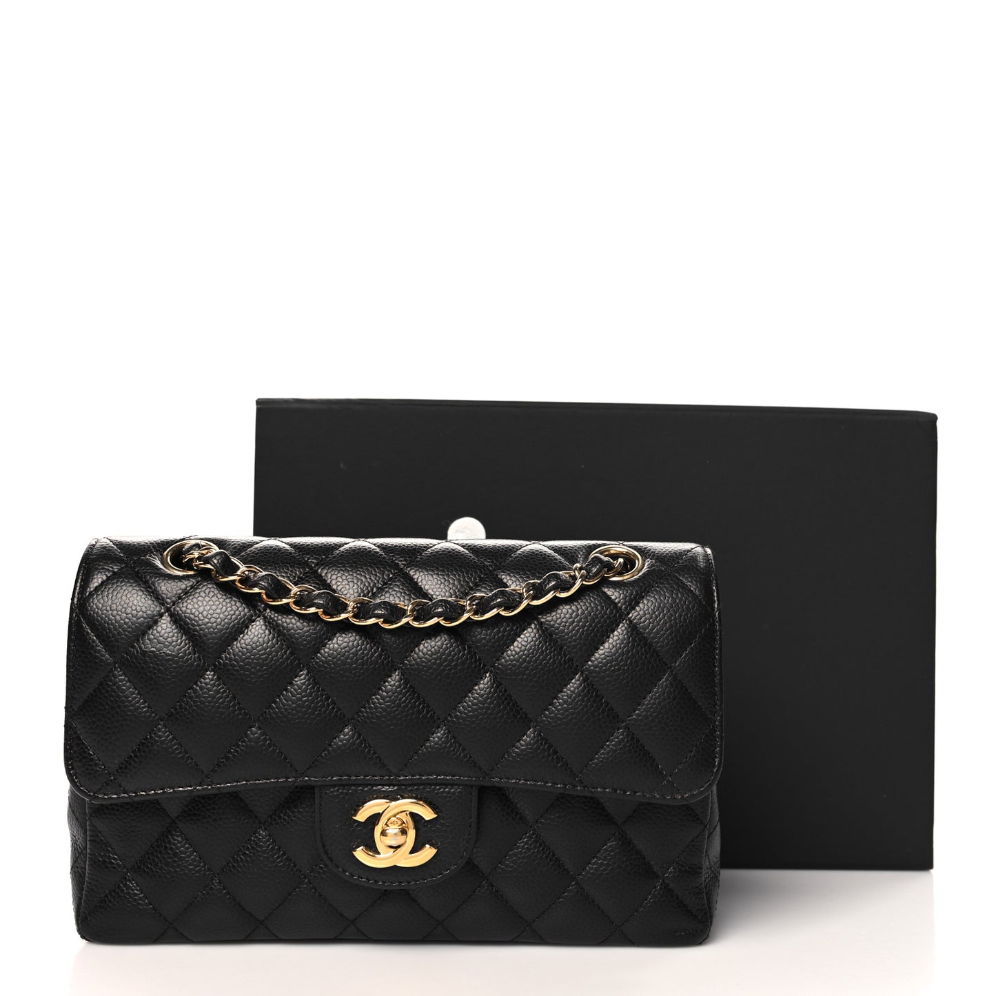 Caviar Quilted Small Double Flap Black