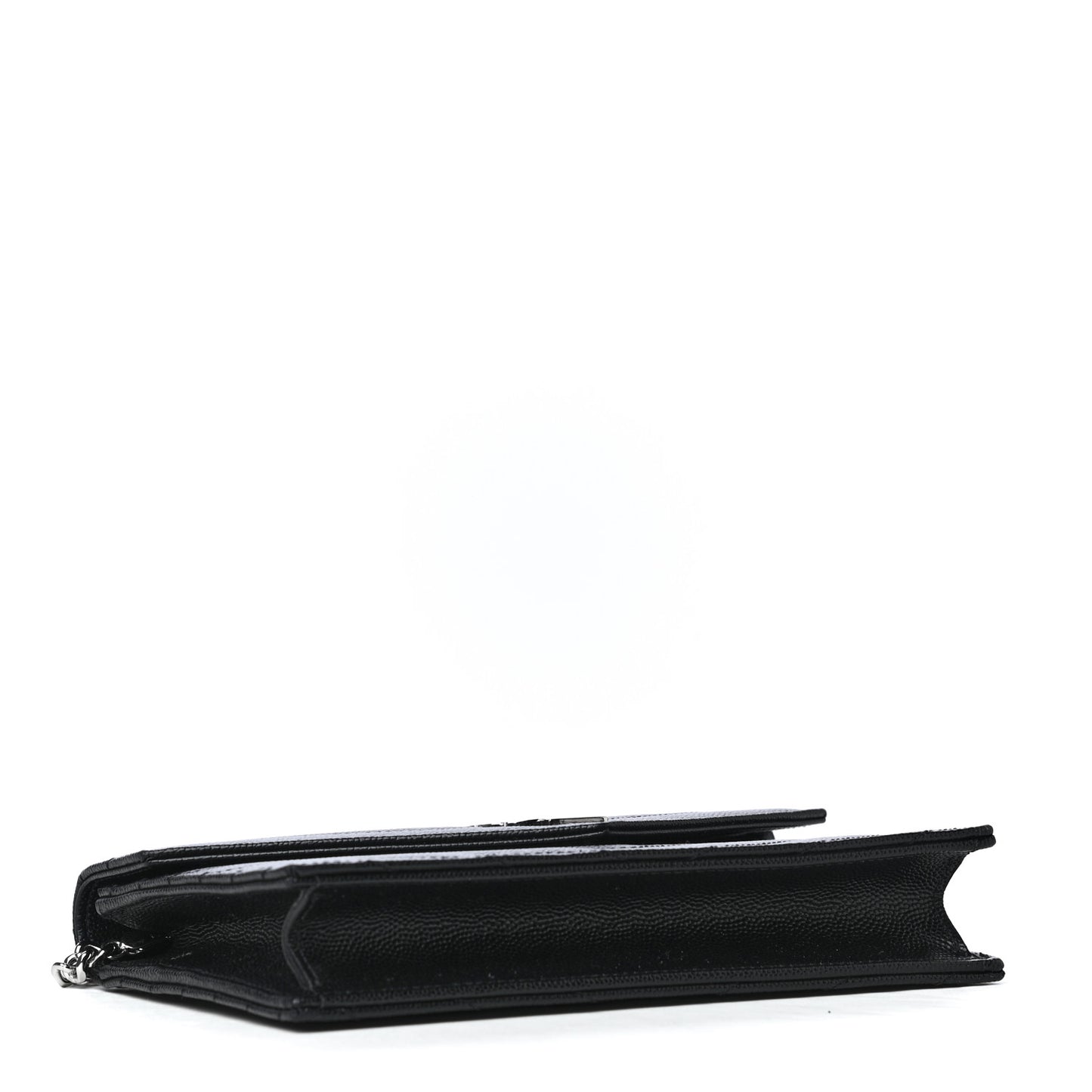 Grain De Poudre Matelasse Chevron Monogram Envelope Chain Wallet Black