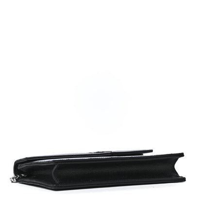 Saint Laurent Grain De Poudre Matelasse Chevron Monogram Envelope Chain Wallet Black 6 of 8