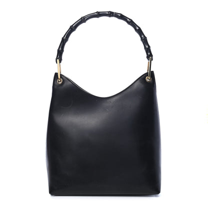 Gucci Smooth Calfskin Bamboo Handle Shoulder Bag Black 1 of 12