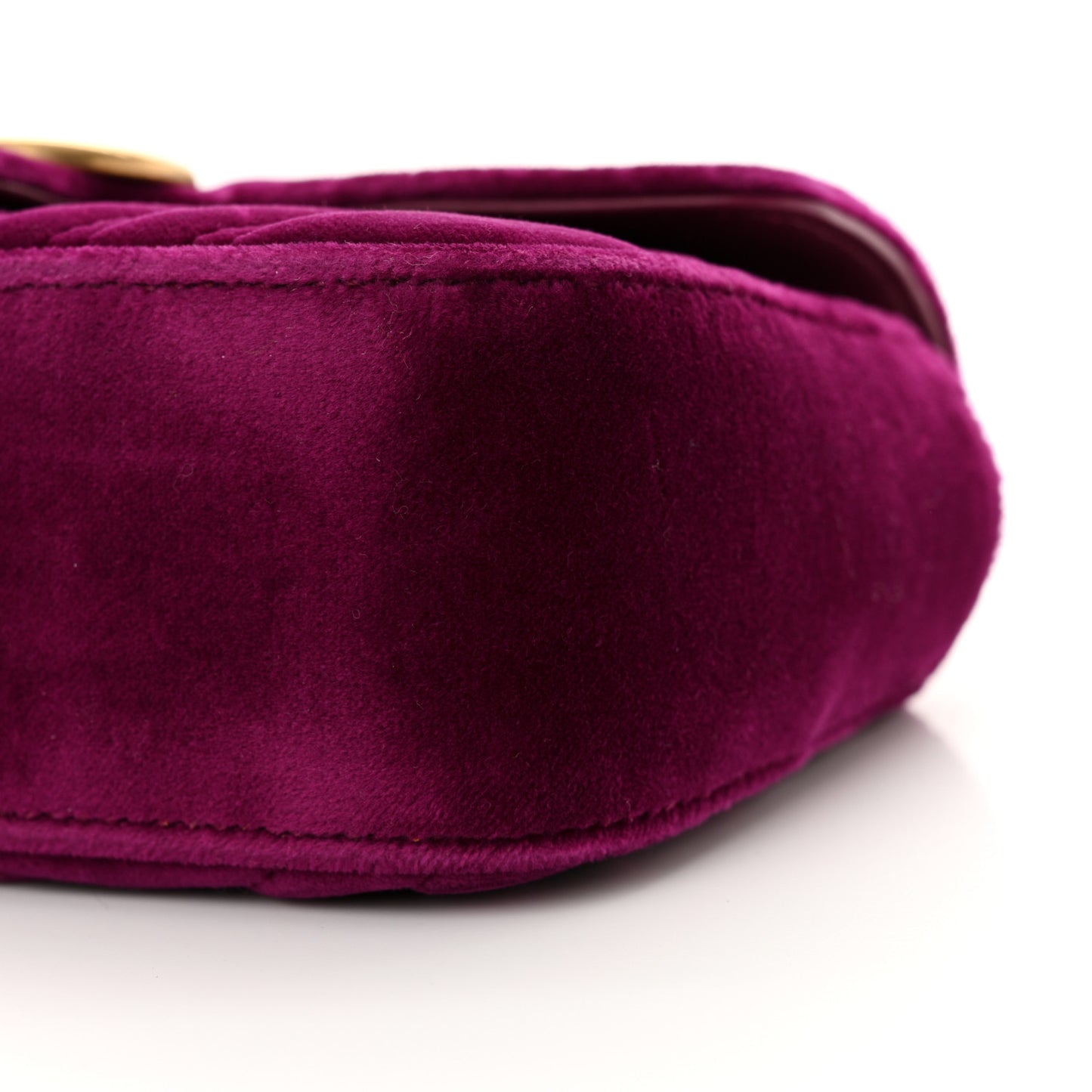 Velvet Matelasse Mini GG Marmont Shoulder Bag Fuchsia Violet Cyclamen