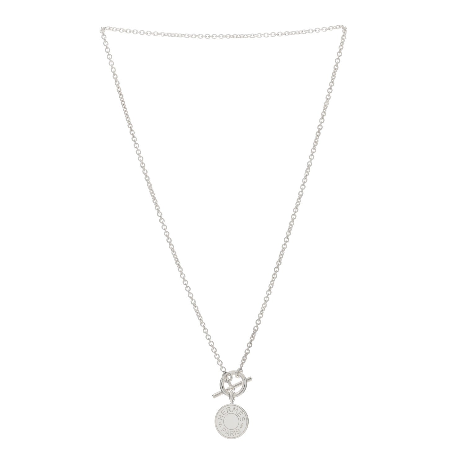 Hermes Sterling Silver Amulettes H Confettis Pendant Necklace 2 of 3