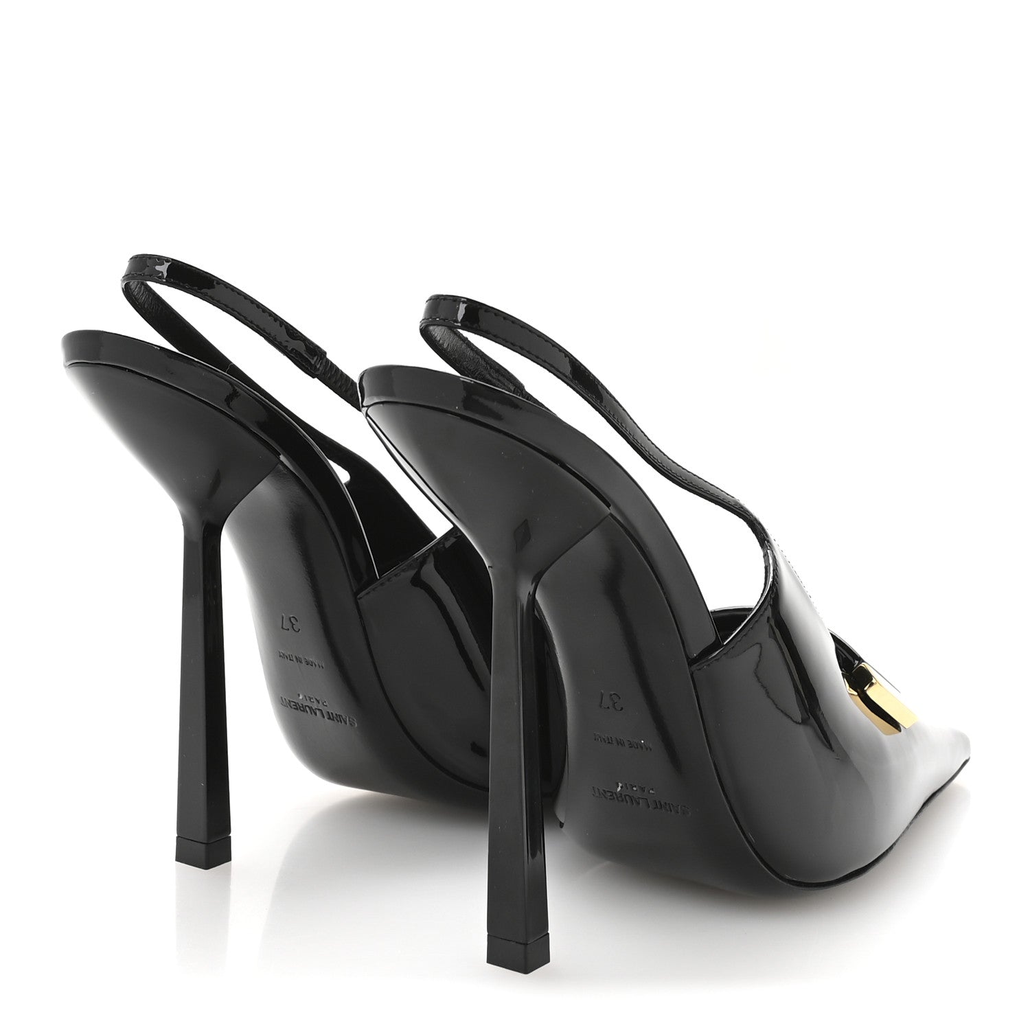 Saint Laurent Vernice Grupy Madame 115mm Slingback Pumps 37 Black 5 of 9