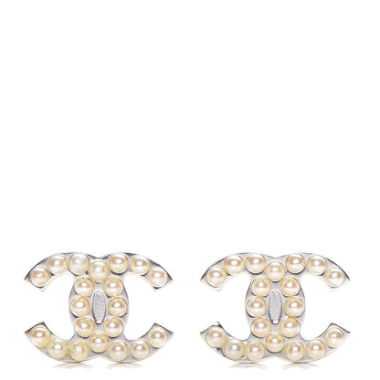 Chanel Pearl CC Earrings Silver 1 of 5