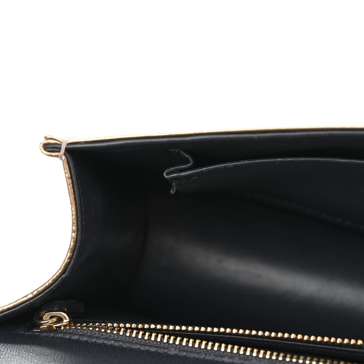 Metallic Patent Micro-Cannage Medium Diorama Flap Bag Gold