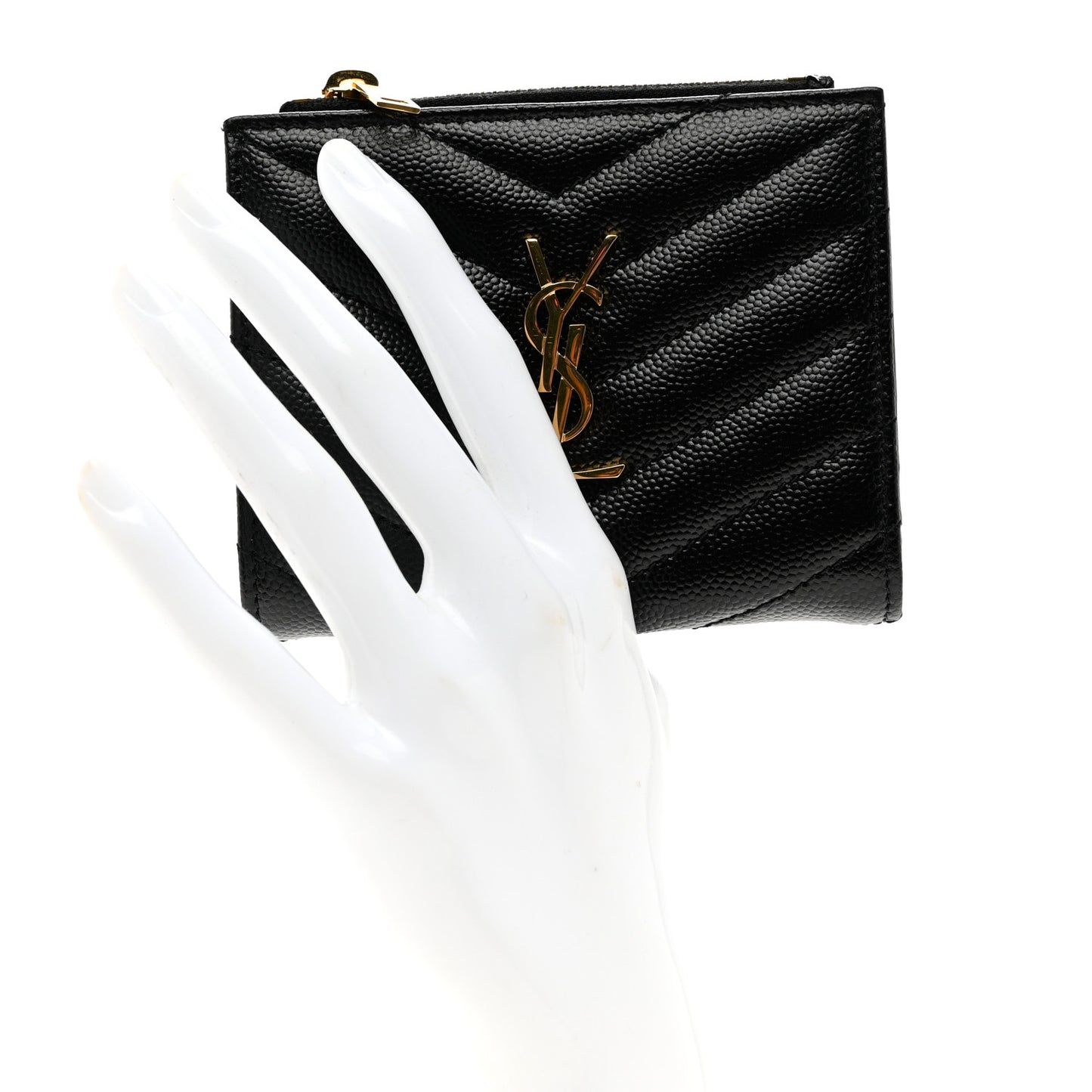 Grain De Poudre Matelasse Chevron Monogram Zipped Card Case Black